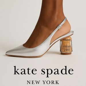 NEW! Kate Spade Soiree 60MM Metallic Leather Cork-Heel Pumps Size 7
